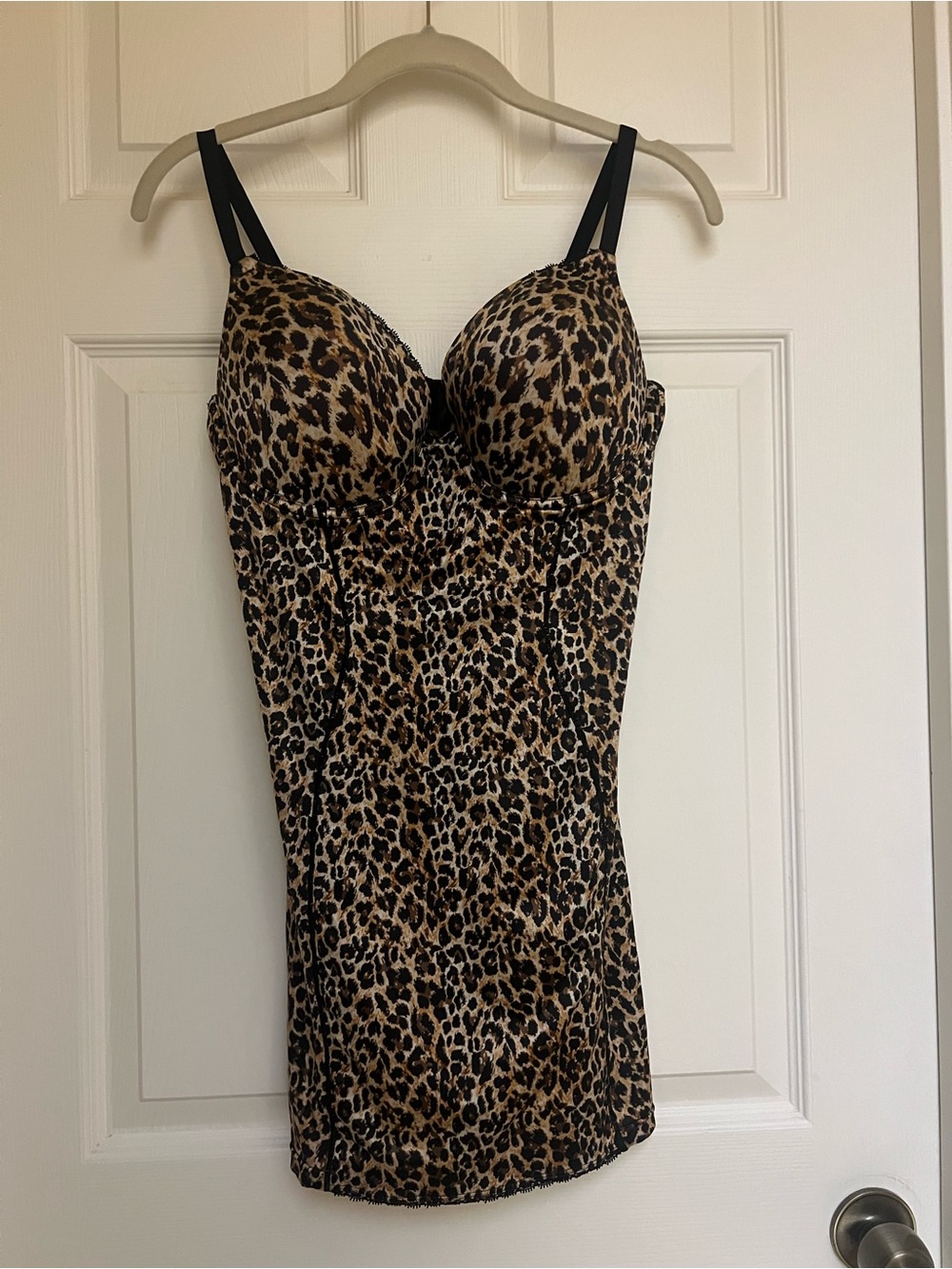 Leopard Print Shapewear Slip Dress - Brown